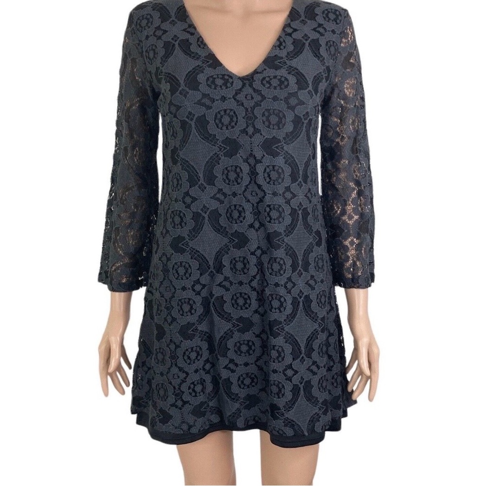 ASTR Black Lace Mini Dress with Bell Sleeves
